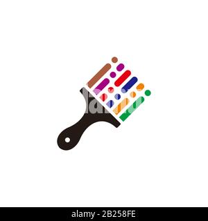 colorful paint brush symbol geometric line logo vector Stock Vector