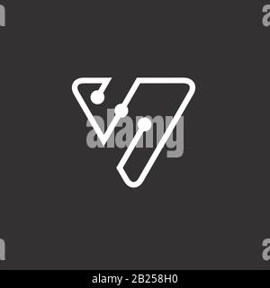 letter v triangle linked dots logo vector Stock Vector