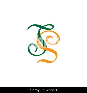 letter ts symbol curves ribbon colorful logo vector Stock Vector