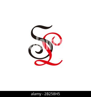 letter sl symbol curves ribbon colorful logo vector Stock Vector