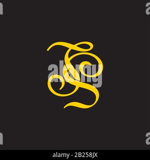 letter ts symbol curves ribbon linked logo vector Stock Vector