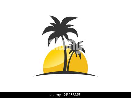 Simple modern Unique tropical beach logo. The symbol itself will look nice as social media avatar and website or mobile icon Stock Vector