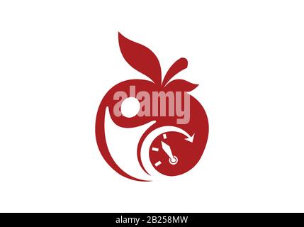 Apple vector illustration design icon logo template, Diet logo concept Stock Vector