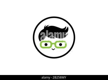 Geek Person. geek and nerd logo character Stock Vector