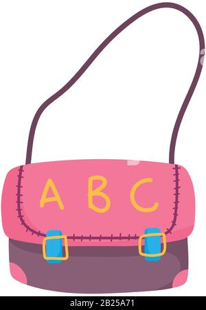 back to school handbag alphabet decoration supply vector illustration Stock Vector