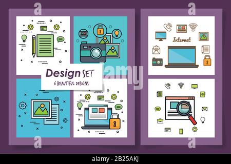 six designs of team work and icons Stock Vector Image & Art - Alamy