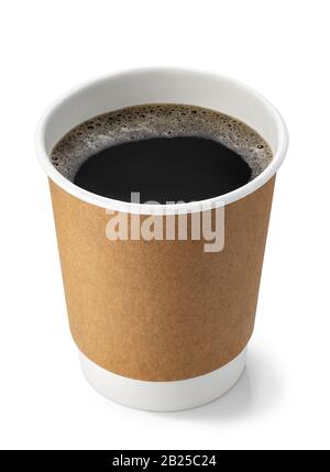 takeaway disposable paper cup with coffee isolated on white background Stock Photo