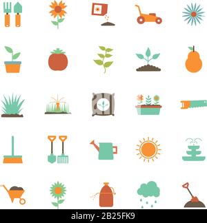 Isolated gardening flat style icon set vector design Stock Vector