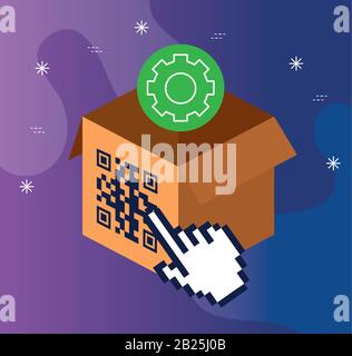 code qr in box with icons Stock Vector