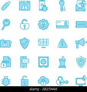Isolated security line and fill style icon set vector design Stock Vector