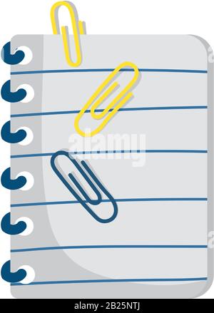 back to school paper spiral lines and clips supplies vector illustration Stock Vector