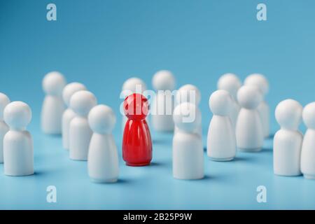 Red man among crowd of white. 3D illustrating Stock Photo - Alamy