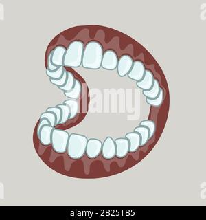 Jaw with teeth on a gray isolated background. Vector image Stock Vector