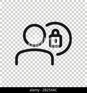 Login icon in flat style. People secure access vector illustration on white isolated background. Password approved business concept. Stock Vector