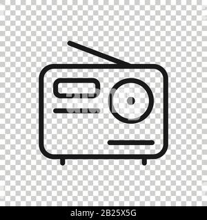 Radio icon in flat style. Fm broadcast vector illustration on white isolated background. Radiocast business concept. Stock Vector