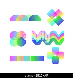 Set of geometric color elements for logo or icon, collection of gradient minimal vector shapes Stock Vector