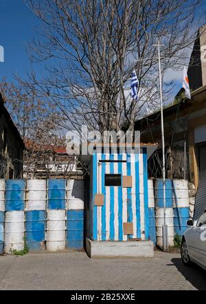14 Feb 2020 - Nicosia, Cyprus: Guard house at the border 'Green Line' in Nicosia, Cyprus Stock Photo