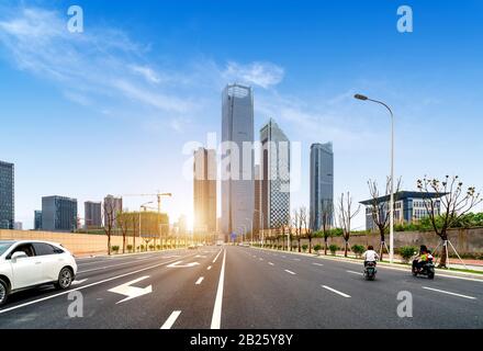 Highways and high-rise buildings, Fuzhou, Fujian Province, China. Stock Photo