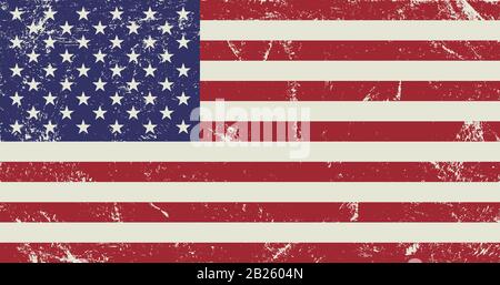 American flag with grunge effect. An old, worn flag USA. Banner for ...