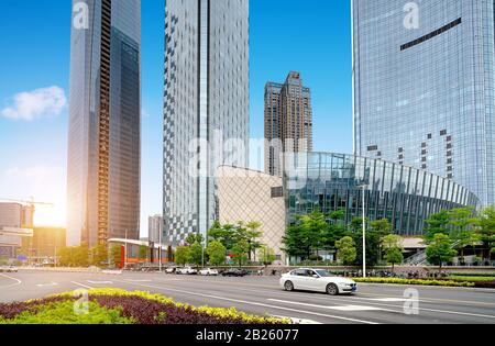 Highways and high-rise buildings, Fuzhou, Fujian Province, China. Stock Photo