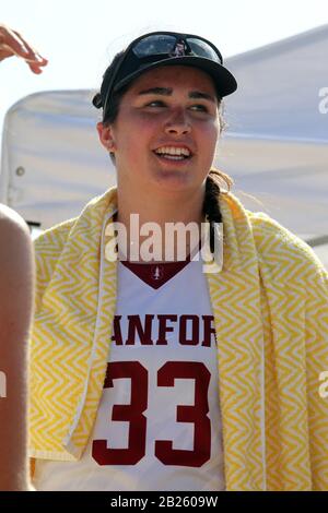 February 22, 2020 - Stanford Cardinal Natalie Berty #33 during a match the Stanford Cardinal and the UCLA Bruins at Queen's Beach Waikiki in Honolulu, HI - Michael Sullivan/CSM Stock Photo