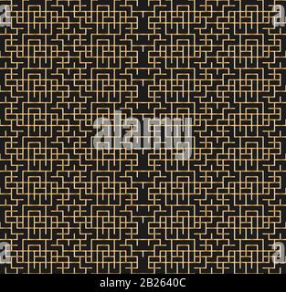 Seamless golden linear pattern. Abstract line on black background texture. Stock Vector