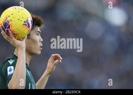 Rome, Italy. 29th Feb, 2020. Takehiro Tomiyasu of Bologna during the Serie A match between Lazio and Bologna at Stadio Olimpico, Rome, Italy on 29 February 2020. Photo by Giuseppe Maffia. Credit: UK Sports Pics Ltd/Alamy Live News Stock Photo