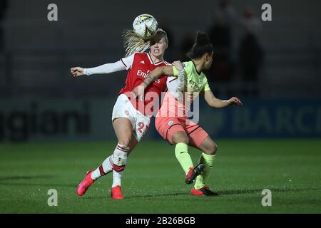 Beth Mead of Arsenal and Demi Stokes of Manchester City during Arsenal Women vs Manchester City Women, FA Women's Continental League Cup Football at M Stock Photo