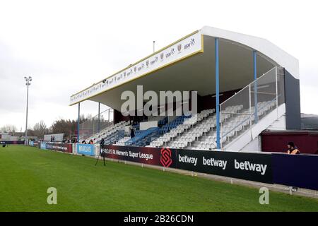 The main stand during West Ham United Women vs Arsenal Women, Women's FA Cup Football at Rush Green Stadium on 26th January 2020 Stock Photo