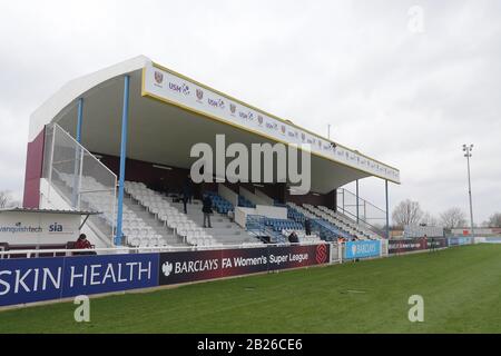 The main stand during West Ham United Women vs Arsenal Women, Women's FA Cup Football at Rush Green Stadium on 26th January 2020 Stock Photo