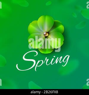 Hello, hi spring green background stock vector illustration. Realistic flower. Templates for placards, banners, flyers, presentations, reports Stock Vector