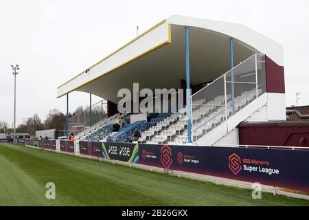 General view of the main stand during West Ham United Women vs Arsenal Women, FA Women's Super League Football at Rush Green Stadium on 6th January 20 Stock Photo