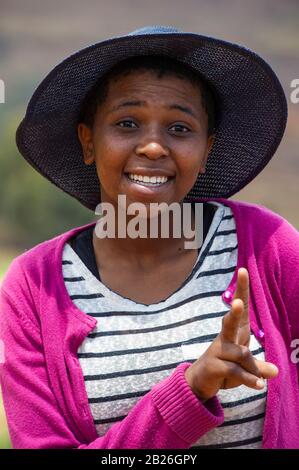 Woman, near Pitseng (Leribe), Lesotho Stock Photo