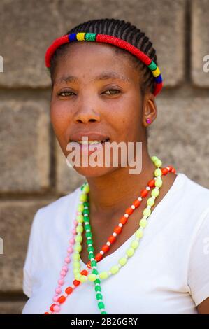 Basotho girl near Pitseng (Leribe), Lesotho Stock Photo