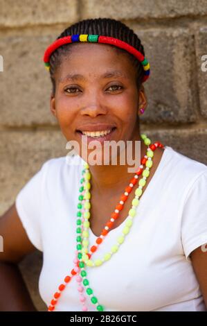 Basotho girl near Pitseng (Leribe), Lesotho Stock Photo