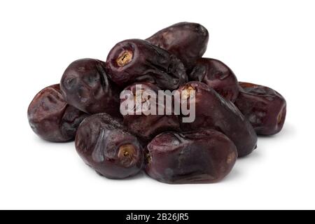 Heap of Iranian Mazafati dates isolated on white background Stock Photo