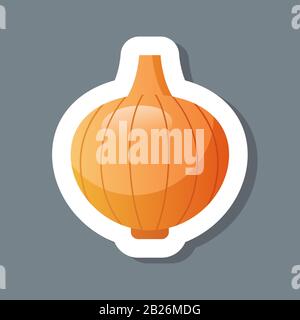 fresh onion head logo, sticker design tasty vegetable icon healthy food ...