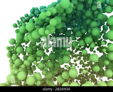 Abstract cluster of green spheres isolated on white background. 3d render Stock Photo