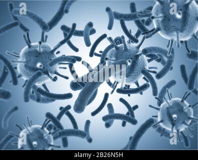 Virus and bacteria cells background