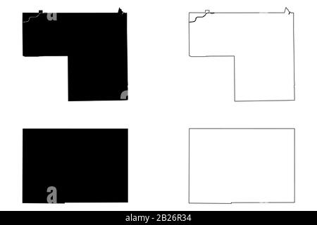 Hendry and Hardee County, Florida (U.S. county, United States of America,USA, U.S., US) map vector illustration, scribble sketch Hendry and Hardee map Stock Vector