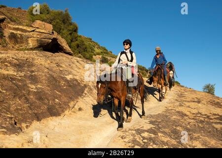 Horse riding, Malealea, Lesotho Stock Photo