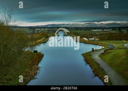 The Falkirk Wheel from the Union Canal tunnel Stock Photo