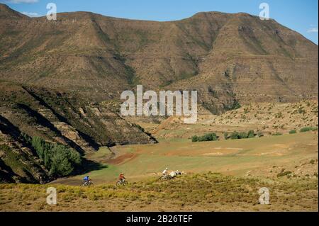 Mountain biking, Malealea, Lesotho Stock Photo