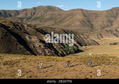 Mountain biking, Malealea, Lesotho Stock Photo