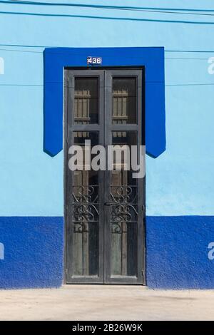 Beautiful facade of a restored house in downtown Merida, Mexico Stock Photo