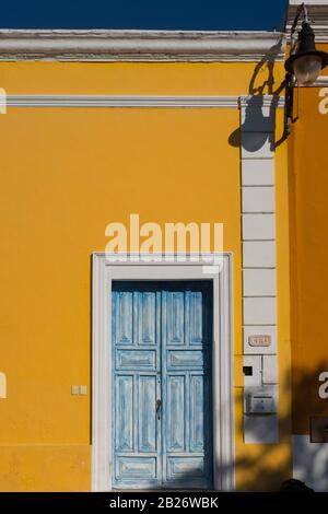 Beautiful facade of a restored house in downtown Merida, Mexico Stock Photo