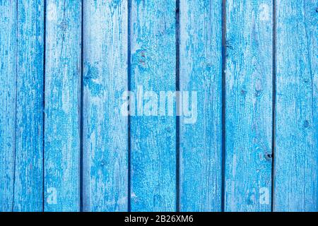 Old painted blue wall textured background, vertical boards Stock Photo