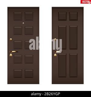 Classic brown entrance door Stock Vector
