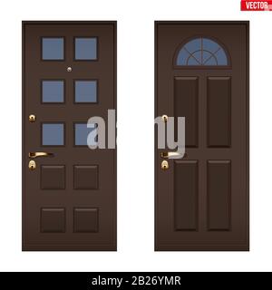 Classic brown entrance door Stock Vector
