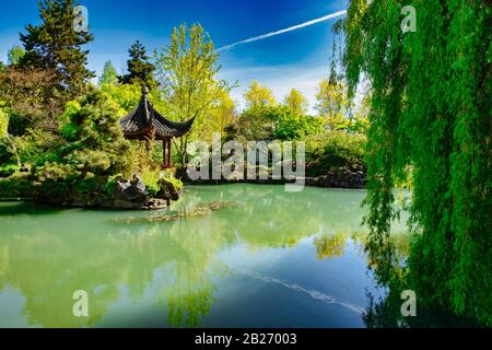 VANCOUVER - MAY 05 2019: Downtown Vancouver, Canada. Dr. Sun Yat-Sen Classical Chinese Garden in Vancouver, British Columbia, Canada. Stock Photo